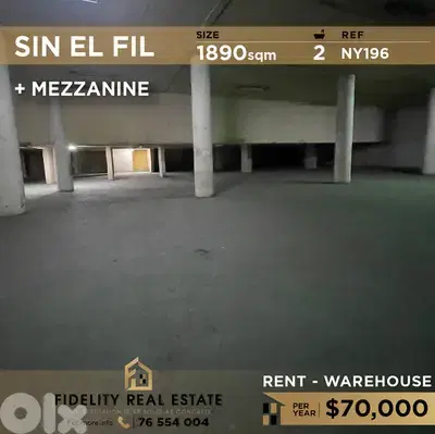 Warehouse for rent in Sin El Fil NY196 مستودع للإيجار في سن الفيل