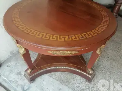 antique french bronze inlaid round coffee table