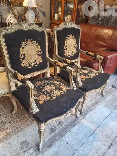 2 handmade french aubisson chairs