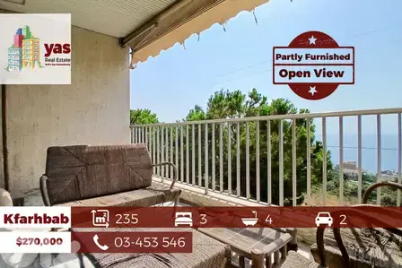 Kfarhbab 235m2 | Partly Furnished | Open View  | Prime Location |IV/EH