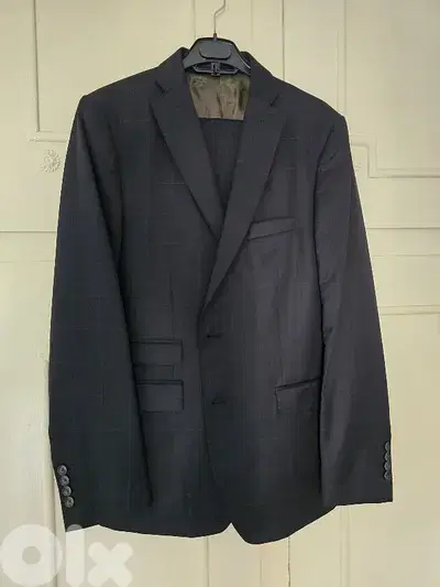 Navy blue check suit 56