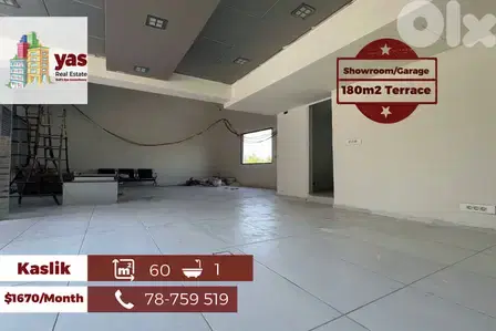 Kaslik 60m2 | 180m2 Terrace | Rent | Showroom/Garage | Catch | EH