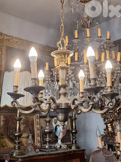 heavy original flemish bronze chandelier