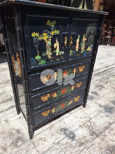 vintage Chinoiserie Tall Highboy Bar Cabinet 18em siecle