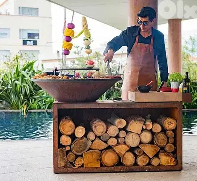 barbecue wood and charcoal grill BBQ