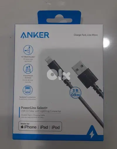 Anker powerLine Select+ usb-a cable with lightning connector 3ft