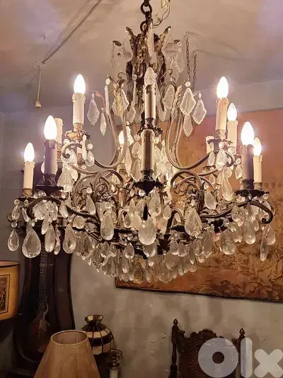 french bronze and crystal large chandelier