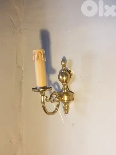pair of brass wall lights
