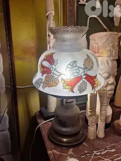 antique glass and bronze mushroom shaped lamp