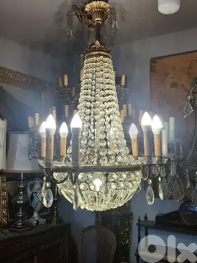 french empire bronze and crystal original chandelier