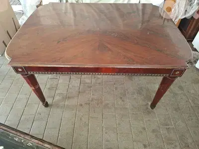 wooden dining table + 8 chairs