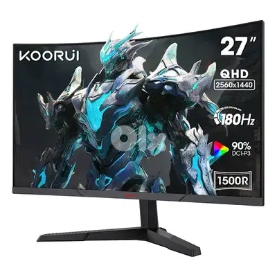 kooriu 27” curved qhd 2k 1440p 180hz hdr10 1500r gaming monitor