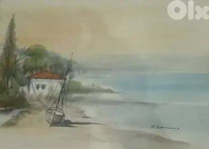 1980's Watercolor Painting by Haidar Hamaoui