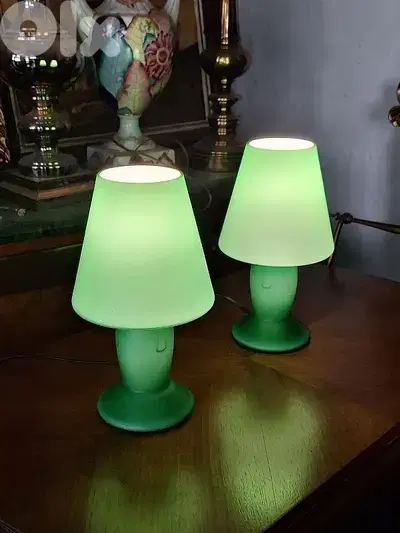 pair of matt colored opaline lamps pair of matt colored opaline lamps