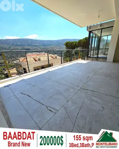 155 sqm Apartment For Sale in Baabdat with Open Mountain View !!!