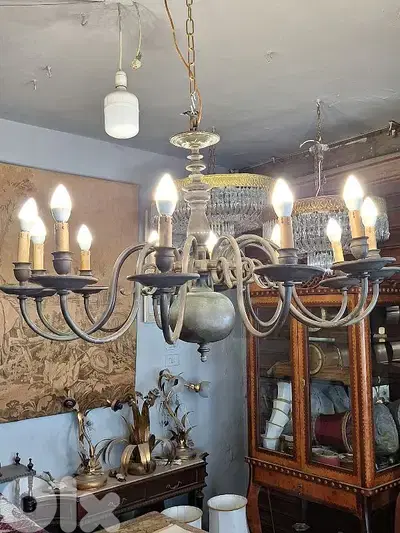 large bronze antique original 12 lamps flemish chandelier