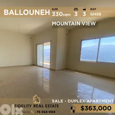Apartment Duplex for sale in Ballouneh GH56 دوبلكس  للبيع في بلونة