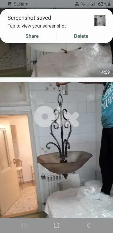 ثريا زجاج مع معدن