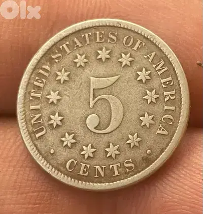 عملة ٥ سنت الدرع الاميركي سنة ١٨٦٨ بحالة ممتازة   5cents shield nickel
