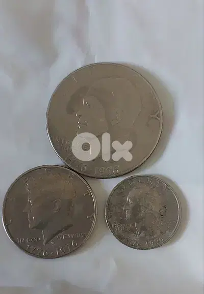 Set of three USA Memorial coins of 200 years USA Independence