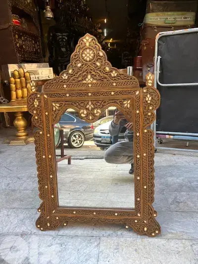 mirroir arabesc مراي شرقية ولا اروع ناعمة خشب جوز تنزيل صدف ناعم روعة