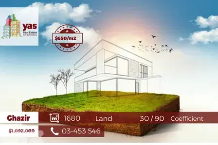 Ghazir 1680m2 | 30/90 | Commercial Plot | Rare Opportunity | Prime Are