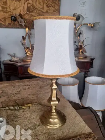 pair of brass lamps