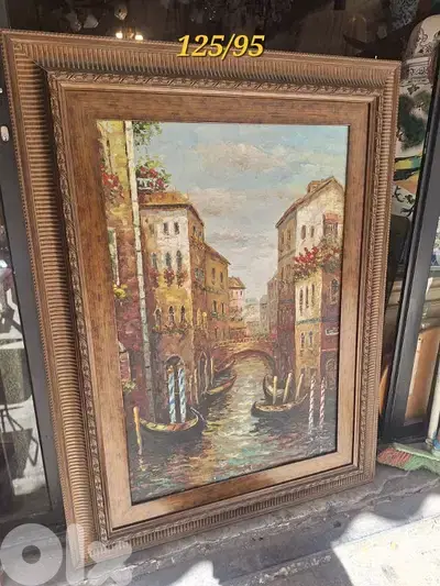 لوحة رسم زيتي حجم كبير مع كادر خشب مميز ناعم جدا