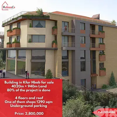 Building with Land in Kfar Hbab for sale مبنى مع أرض للبيع في كفر حباب