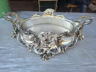 جردنيار مفضض فرنسي انتيك شغل فني رائع جدا jardinière centre pieces