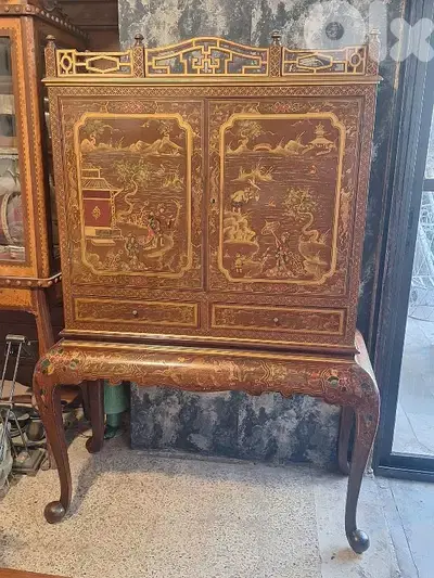 chinese red bar cabinet