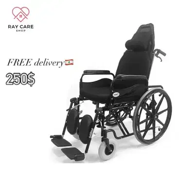 Steel Reclining High Backrest Wheelchair كرسي متحرك