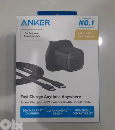 Anker charger 25w compact with usb-c cable 18$