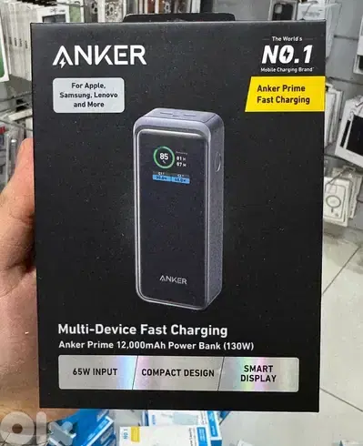 Anker prime 12,000mah Power bank (130w) 65w input compact design