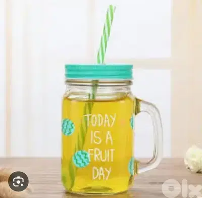glass mason jars with straw