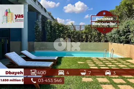 Dbayeh/Waterfront 400m2 | 200m2 Garden | Gated Community | Pool | MJ