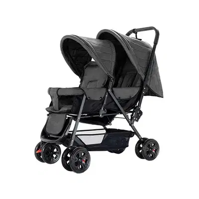 Double Baby Stroller with Hooks - عربة أطفال مزدوجة مع خطافات