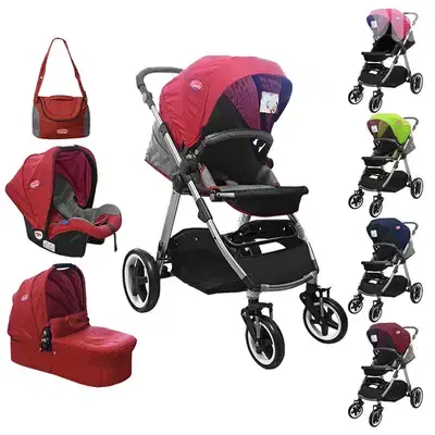 Baby Stroller With Portable Bed Car Seat And Mommy Bag - عربة أطفال