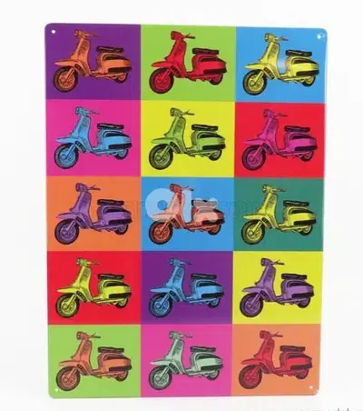 Lambretta Motorcycle Pop Art Metal Plate Deco