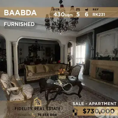 Apartment for sale in Baabda RK231 شقة مفروشة للبيع في بعبدا