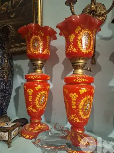 طقم قنديل اوبالين انتيك عدد٢ حجم كبير