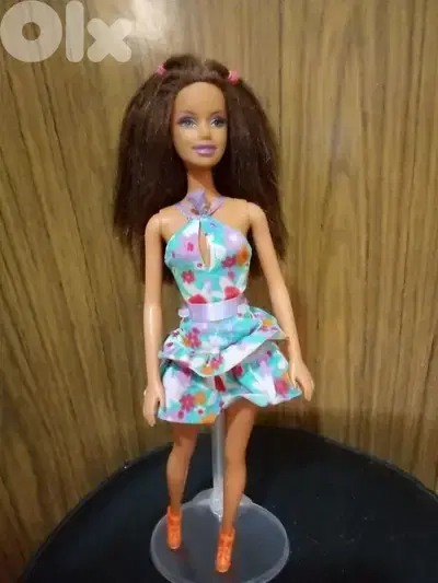 Barbie GLITZ Brunette as new doll in floral dress2005 Unflexi+Shoes=20