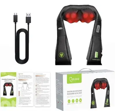 Cotsoco wireless neck massager Shiatsu massage device+heat/4$ delivery