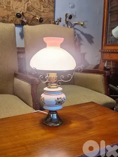 opaline and brass large lamp