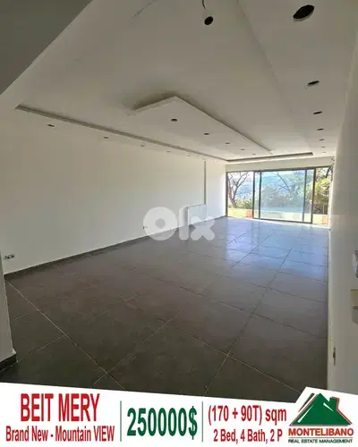 Brand New 170 sqm Apartment For Sale in Beit Mery with 90 sqm Terrace