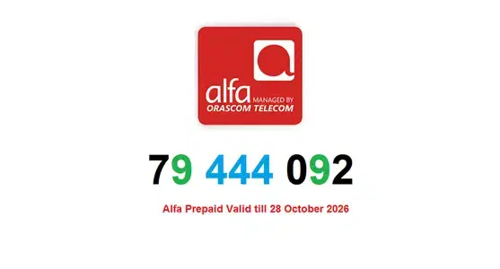 79 444 092 Alfa Special Prepaid Line (تشريج) (صالح حتى 28 أكتوبر 2026)