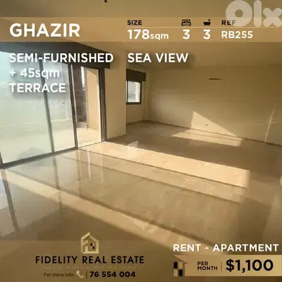 Apartment for rent in Ghazir RB255 شقة شبه مفروشة للإيجار في غزير