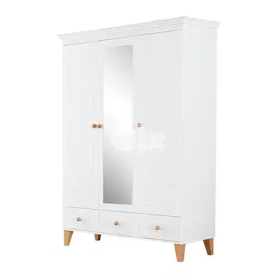 Wooden Wardrobe with 3 Drawers - خزانة خشبية مزودة بـ ٣ أدراج