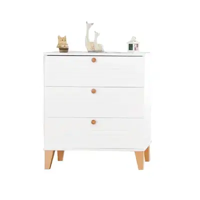 Wooden Baby Dresser with White Drawers - خزانة أدراج خشبية للأطفال
