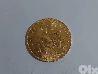 French Gold Coin of the 3rd Republic with the Cock Symbolu